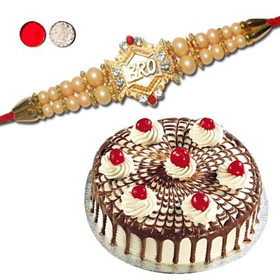 "Fancy Rakhi - FR- 8050 A (Single Rakhi), pineapple cake -1kg - Click here to View more details about this Product